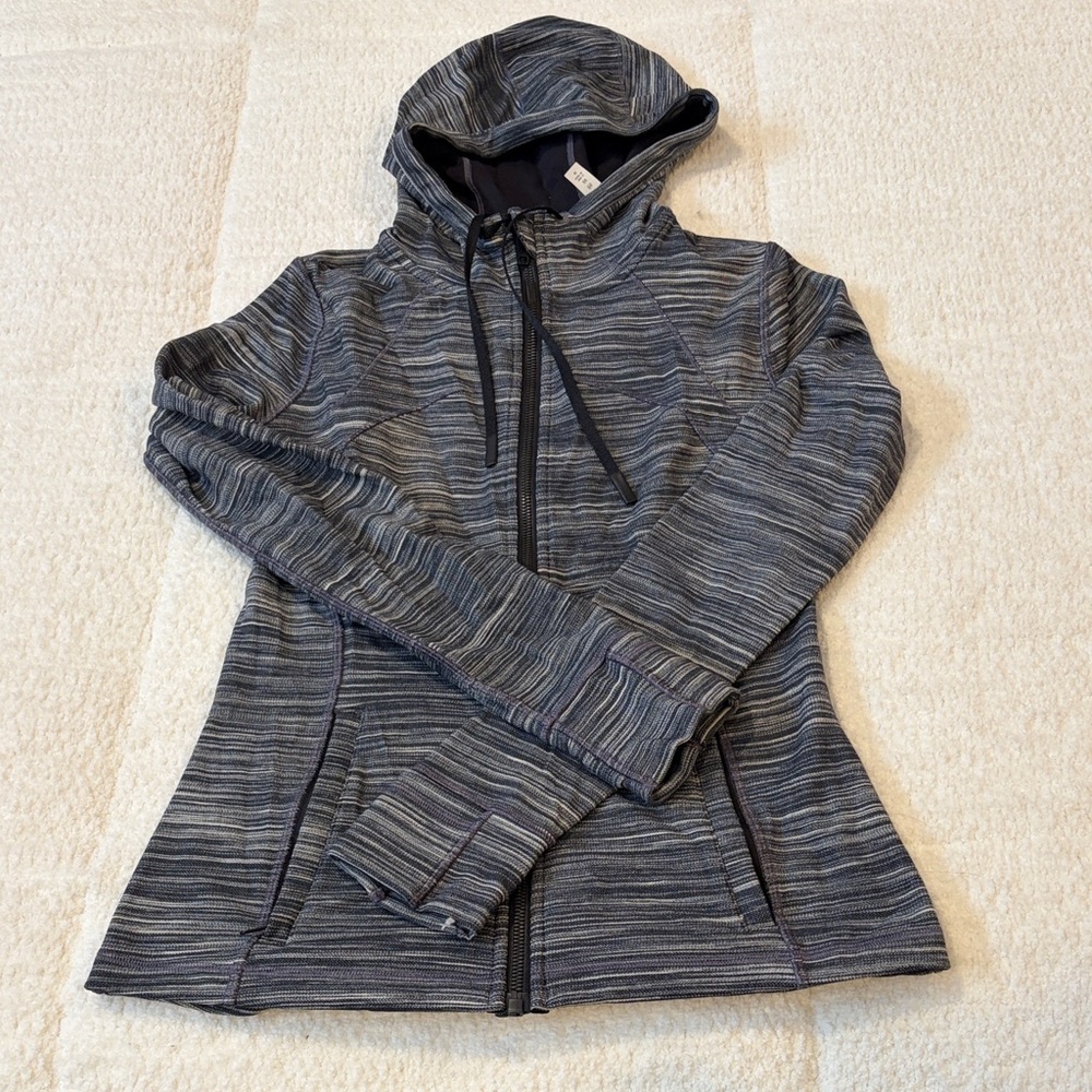 Lululemon Striped Gray Zip-Up Hoodie